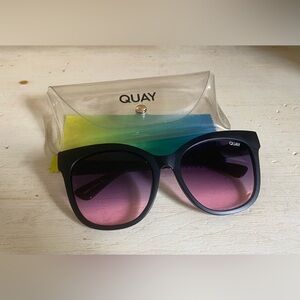 Quay Australia Black Cat-Eye Sunglasses with Purple Gradient Lenses